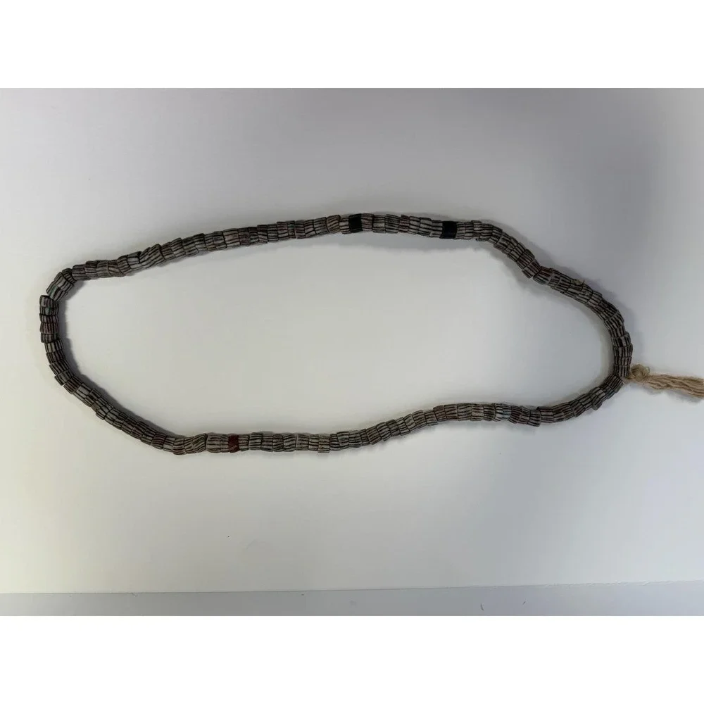 Vintage African Trade Bead Necklace Multi-Color Striped‎ Glass Beads